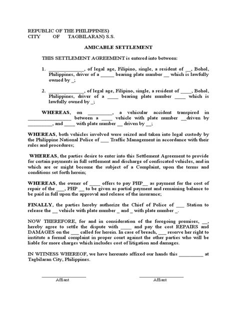 amicable settlement sample|12.